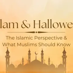 Islam & Halloween: Den islamiska synen på om halloween är haram. Silhuetter av moskéer mot en orange bakgrund.