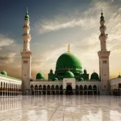 Profetens moské i Medina med sina gröna kupoler och minareter. En plats för bön och reflektion, som Muhammed kisa besökte.