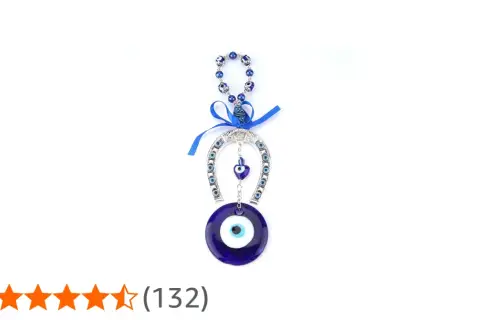 Hästsko med blå ögon och ett stort blått öga, en symbol för dua for evil eye protection.