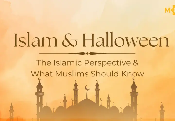 Islam & Halloween: Den islamiska synen på om halloween är haram. Silhuetter av moskéer mot en orange bakgrund.
