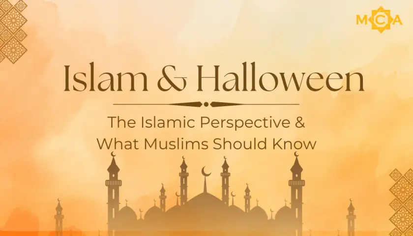 Islam & Halloween: Den islamiska synen på om halloween är haram. Silhuetter av moskéer mot en orange bakgrund.