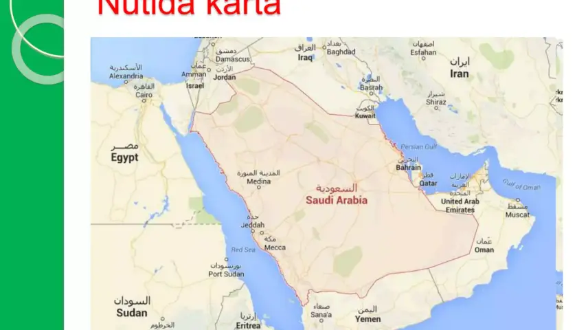 Map of the Middle East showing Saudi Arabia, Egypt, Iran, Iraq, and surrounding countries.