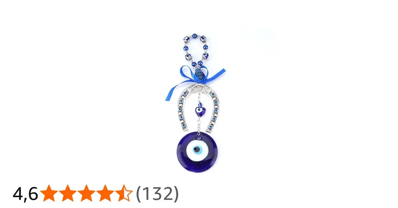 Hästsko med blå ögon och ett stort blått öga, en symbol för dua for evil eye protection.