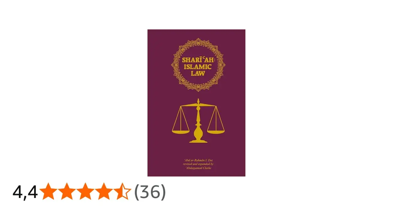 Boken "Shari'ah: Islamic Law" med en vågskål som symbol för rättvisa. En guide till sharia-lagar.