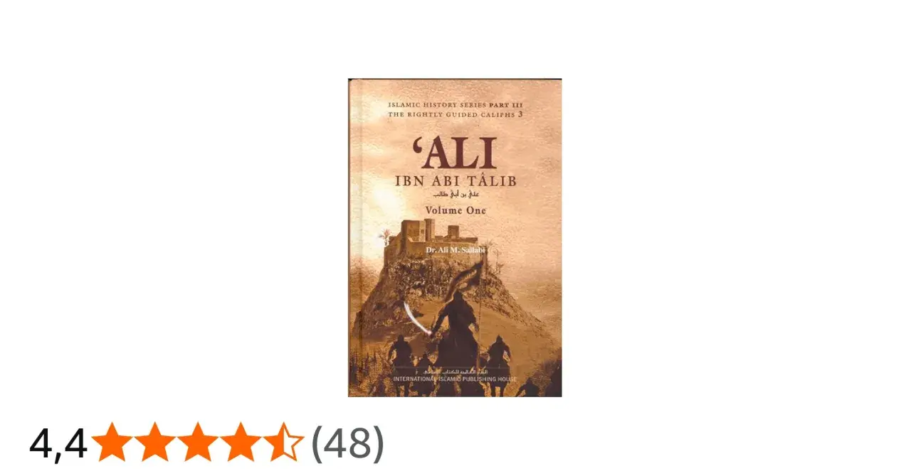 Bokomslag för "Ali ibn Abi Talib, Volume One". Bilden visar en riddare med svärd framför en befästning, en hyllning till Muhammeds kusin.