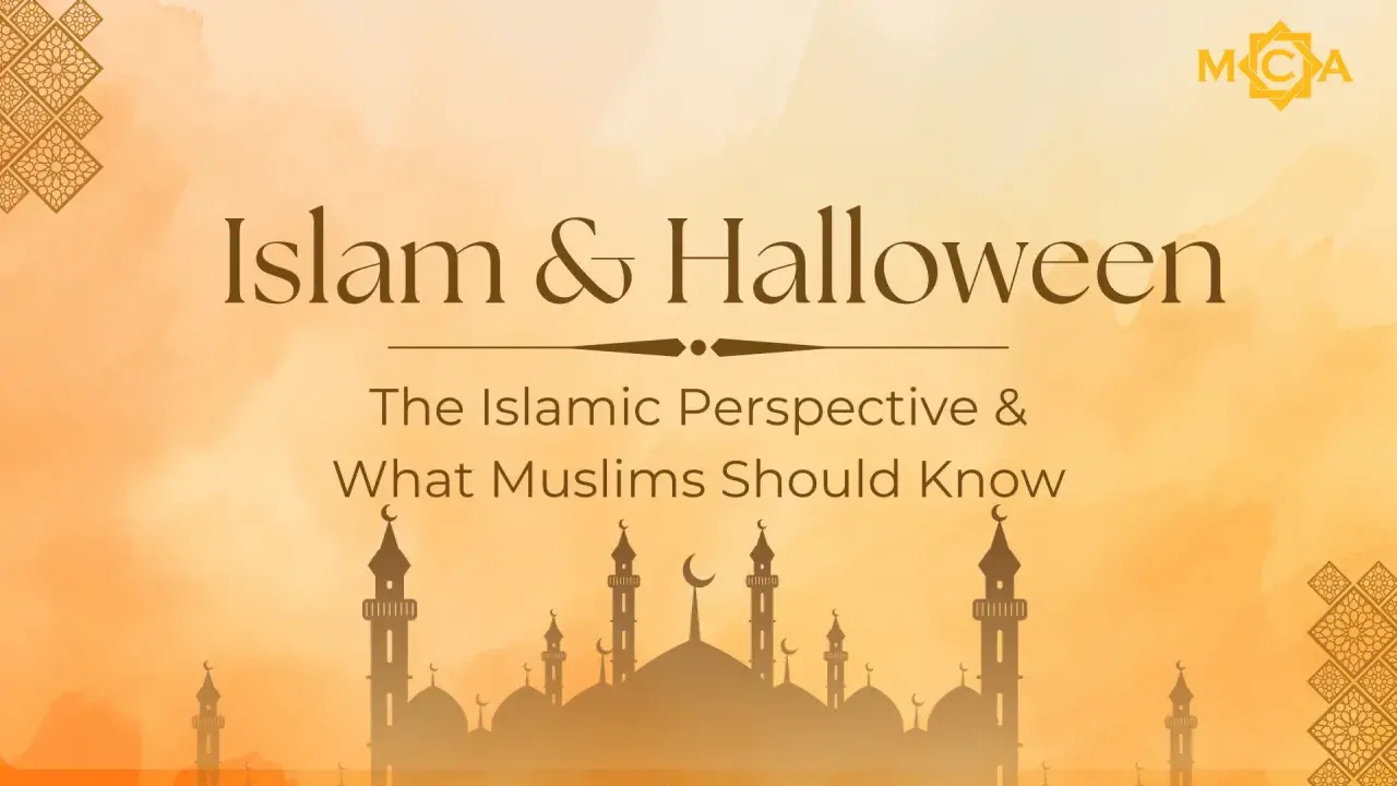Islam & Halloween: Den islamiska synen på om halloween är haram. Silhuetter av moskéer mot en orange bakgrund.